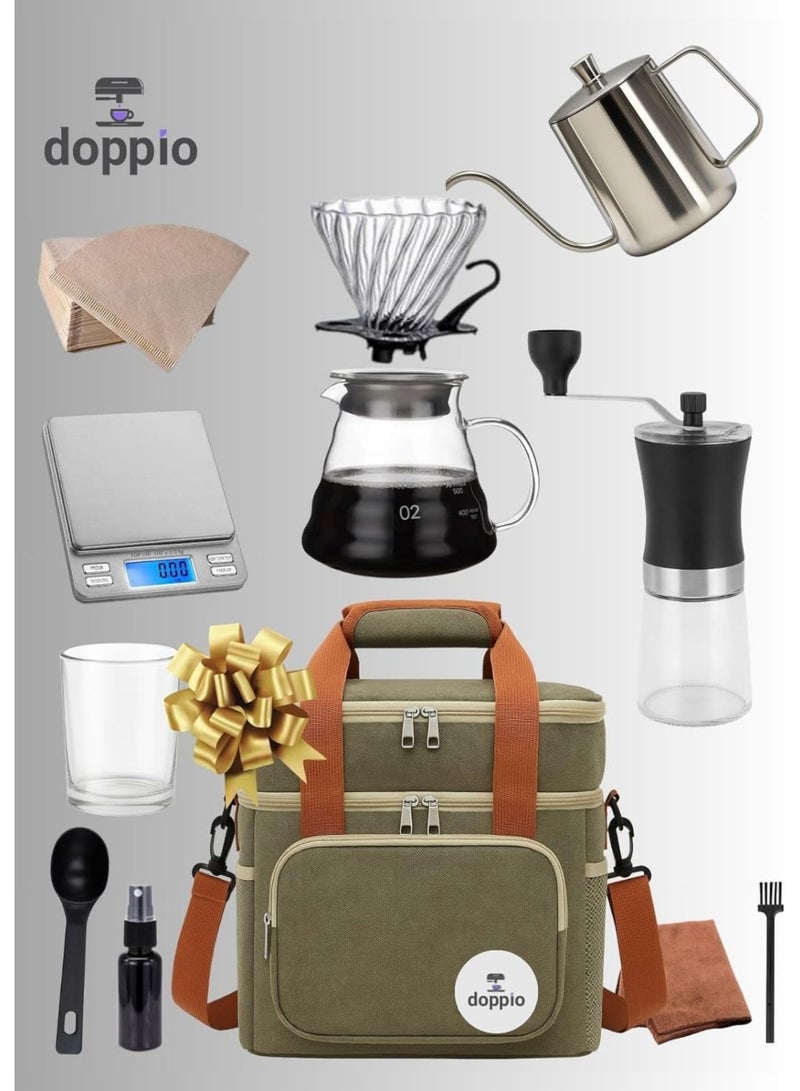 Doppio Complete 12-Piece V60 Coffee Brewing Set with Travel Bag - Image 3